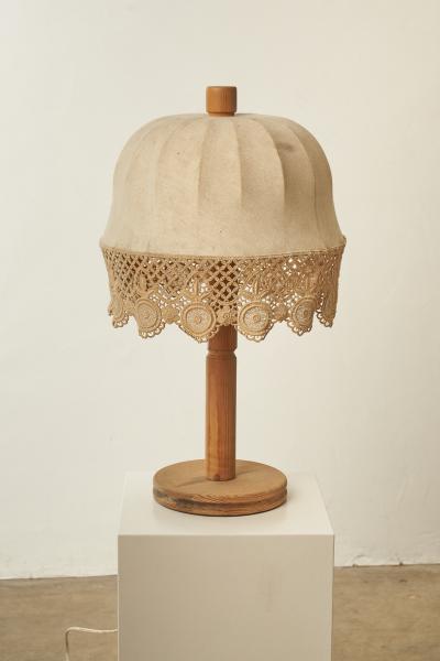 Aneta Belysning AB Scandinavian Pine and Textile Table Lamp
