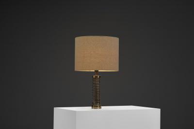 Aneta Belysning AB Swedish Brass Spiral Table Lamp by Aneta Sweden ca 1950s