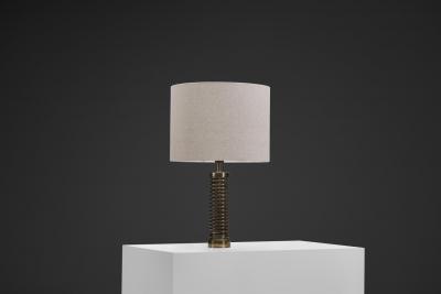 Aneta Belysning AB Swedish Brass Spiral Table Lamp by Aneta Sweden ca 1950s