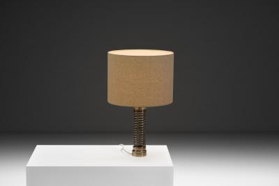 Aneta Belysning AB Swedish Brass Spiral Table Lamp by Aneta Sweden ca 1950s