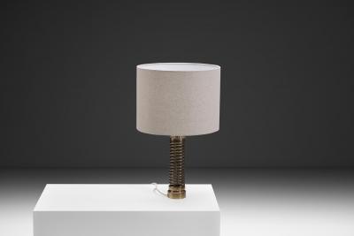 Aneta Belysning AB Swedish Brass Spiral Table Lamp by Aneta Sweden ca 1950s