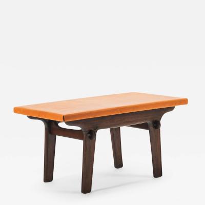 Angel Pazmino Coffee Table Side Table by Angel Pazmino in Fruitwood and Cognac Leather