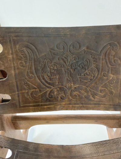 Angel Pazmino Mid Century Modern Leather Rocking Chair by Angel Pazmino Ecuador 1970s