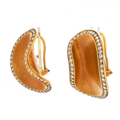 Angela Cummings ANGELA CUMMINGS 18K YELLOW GOLD 1987 CONCAVE LIMA BEAN SHAPED DIAMOND EARRINGS