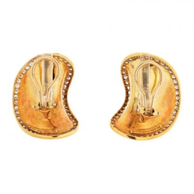 Angela Cummings ANGELA CUMMINGS 18K YELLOW GOLD 1987 CONCAVE LIMA BEAN SHAPED DIAMOND EARRINGS