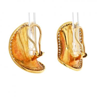 Angela Cummings ANGELA CUMMINGS 18K YELLOW GOLD 1987 CONCAVE LIMA BEAN SHAPED DIAMOND EARRINGS