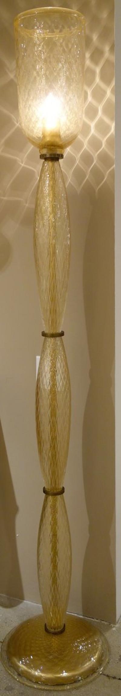 Angelo Barovier Italian Mid Century Murano Glass Floor Lamp by Barovier