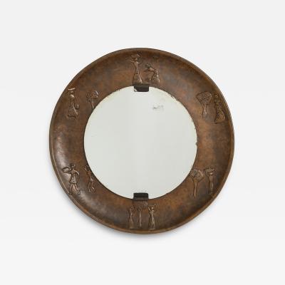 Angelo Bragalini Angelo Bragalini Copper Wall Mirror with Etruscan Motif Italy circa 1960