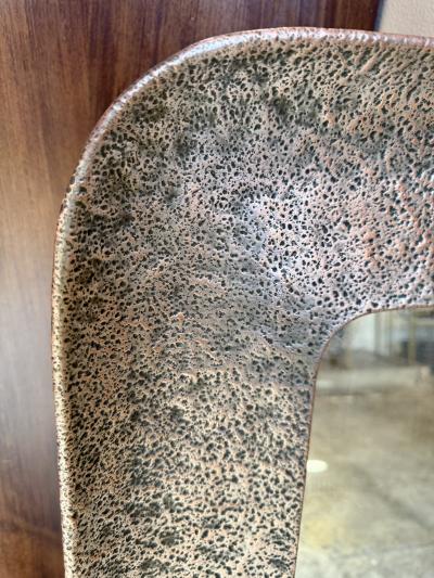 Angelo Bragalini Hammered Nickel Plated Copper Mirror by Angelo Bragalini Italy 1960