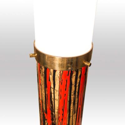Angelo Brotto 1950S FLOOR LAMP ART ENAMEL ON METAL ACRYLIC SHADE BY ANGELO BROTTO