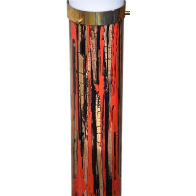 Angelo Brotto 1950S FLOOR LAMP ART ENAMEL ON METAL ACRYLIC SHADE BY ANGELO BROTTO