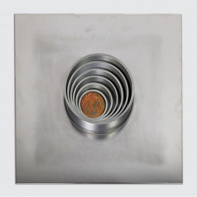 Angelo Brotto ASYMMETRIC PAIR OF STEEEL AND MURANO GLASS SCONCES 1970 