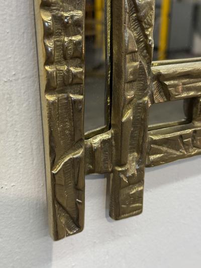 Angelo Brotto Angelo Brotto Sculptural Brass Mirror Italy 1970s