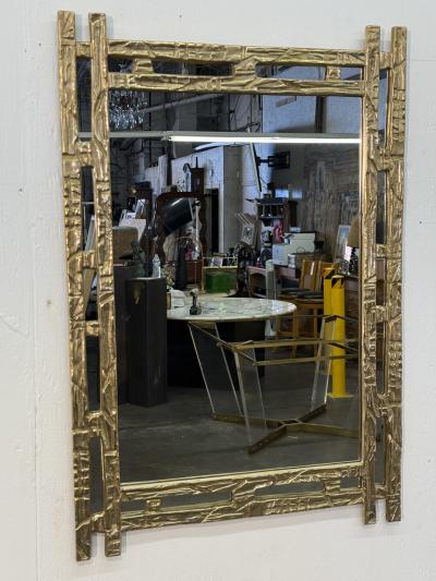 Angelo Brotto Angelo Brotto Sculptural Brass Mirror Italy 1970s