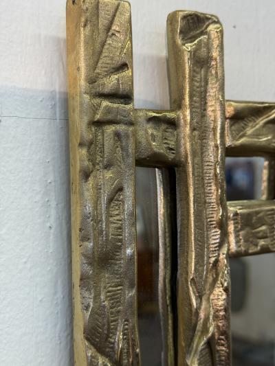 Angelo Brotto Angelo Brotto Sculptural Brass Mirror Italy 1970s