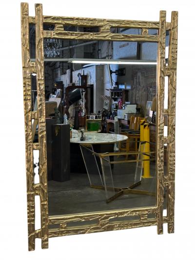 Angelo Brotto Angelo Brotto Sculptural Brass Mirror Italy 1970s