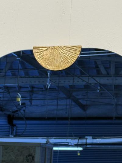 Angelo Brotto Blue Glass Wall Mirror by Angelo Brotto Italy 1970s