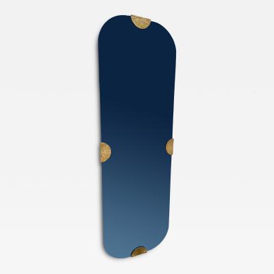 Angelo Brotto Blue Glass Wall Mirror by Angelo Brotto Italy 1970s