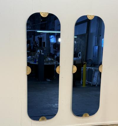 Angelo Brotto Blue Glass Wall Mirror by Angelo Brotto Italy 1970s