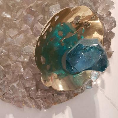 Angelo Brotto Mid Century crystal and brass wall sconce by Angelo Brotto 1914 2002 