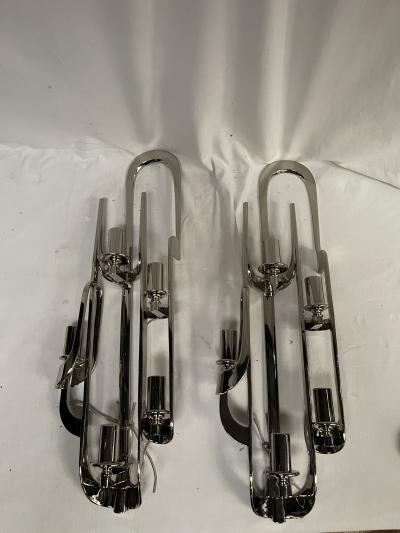Angelo Brotto Pair of 1970s 5 lights brutalist sconces attributed to Angelo Brotto
