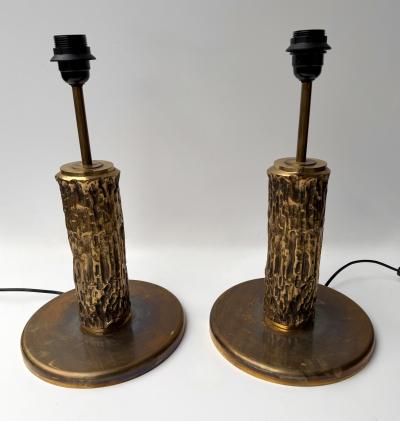Angelo Brotto Pair of Brass Sculpture Lamps by Angelo Brotto for Esperia Italy 1980s