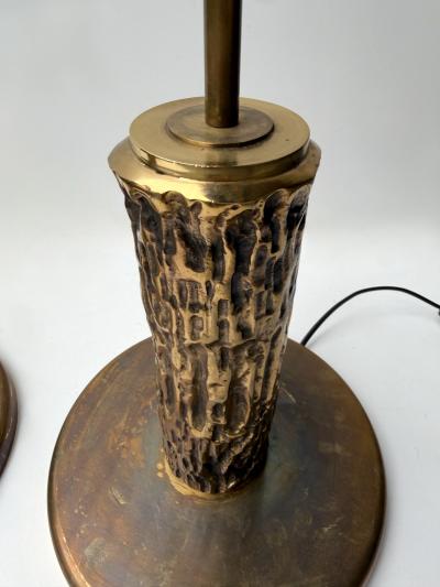 Angelo Brotto Pair of Brass Sculpture Lamps by Angelo Brotto for Esperia Italy 1980s
