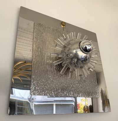 Angelo Brotto Pair of Stainless Steel Lucite Sconces by A Brotto for Esperia Italy 1970