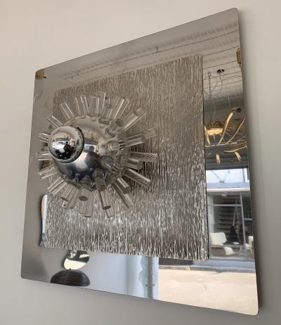 Angelo Brotto Pair of Stainless Steel Lucite Sconces by A Brotto for Esperia Italy 1970