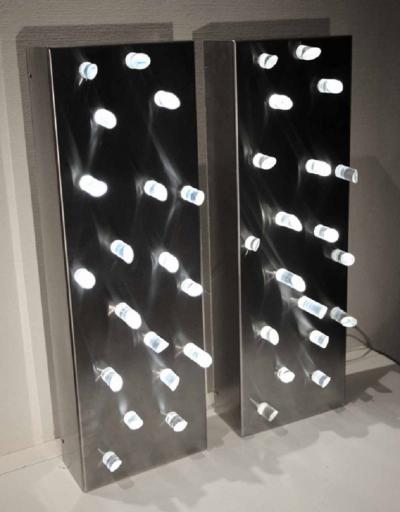 Angelo Brotto Pair of large 1970s wall lights attributed to Angelo Brotto