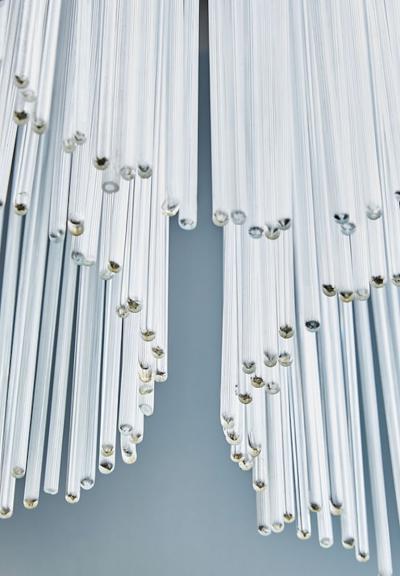 Angelo Brotto Vintage Angelo Brotto for Esperia Chandelier in Enameled Metal with Glass Rods