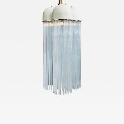 Angelo Brotto Vintage Angelo Brotto for Esperia Chandelier in Enameled Metal with Glass Rods