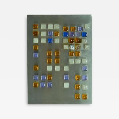 Angelo Brotto Wall Relief with Color Glass on Stainless Steel Angelo Brotto style