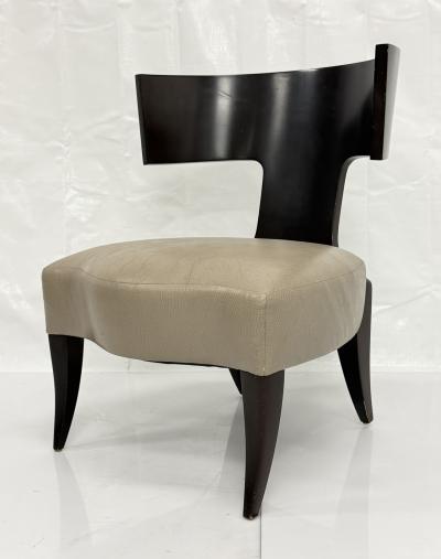 Angelo Donghia Donghia Klismos Slipper Chair in Mahogany Finished Maple and Leather