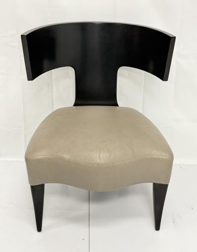 Angelo Donghia Donghia Klismos Slipper Chair in Mahogany Finished Maple and Leather