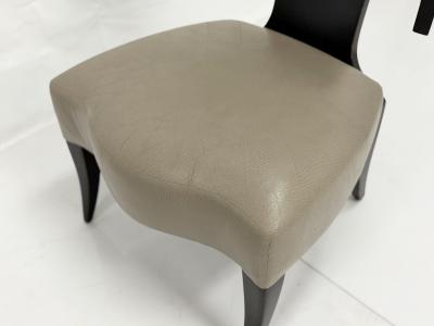 Angelo Donghia Donghia Klismos Slipper Chair in Mahogany Finished Maple and Leather