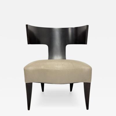 Angelo Donghia Donghia Klismos Slipper Chair in Mahogany Finished Maple and Leather