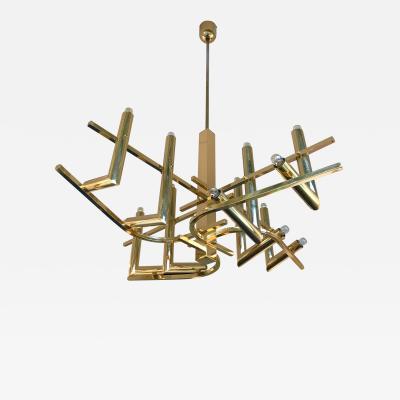 Angelo Gaetano Sciolari Brass Chandelier by Sciolari for Stilkronen Germany 1970s