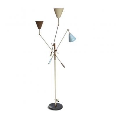 Angelo Lelii Triennale Floor Lamp by Arredoluce w Marble Base Italy 1950