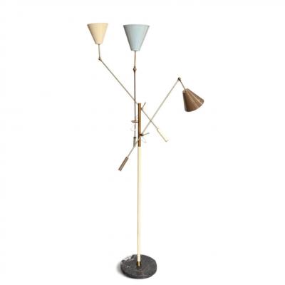 Angelo Lelii Triennale Floor Lamp by Arredoluce w Marble Base Italy 1950