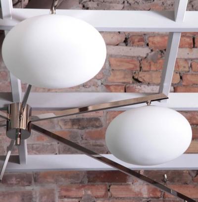 Angelo Lelli 1 of 2 Large Chrome and Glass Flush Mounts in the Manner of Angelo Lelli