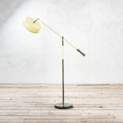 Angelo Lelli Lelii Angelo Lelii Floor Lamp with Green Marble Base for Arredoluce 50s