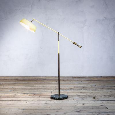 Angelo Lelli Lelii Angelo Lelii Floor Lamp with Green Marble Base for Arredoluce 50s