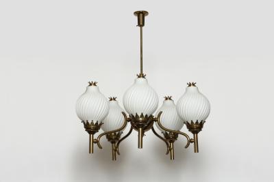 Angelo Lelli Lelii Angelo Lelii Nabore Corno for Arredoluce chandelier large