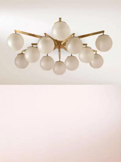 Angelo Lelli Lelii Angelo Lelii certified Stella a 12 brass glass chandelier by Arredoluce 1958