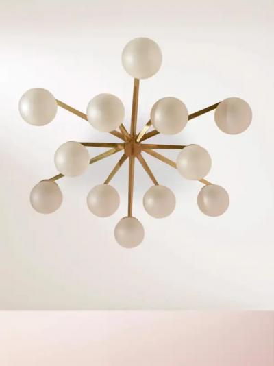Angelo Lelli Lelii Angelo Lelii certified Stella a 12 brass glass chandelier by Arredoluce 1958