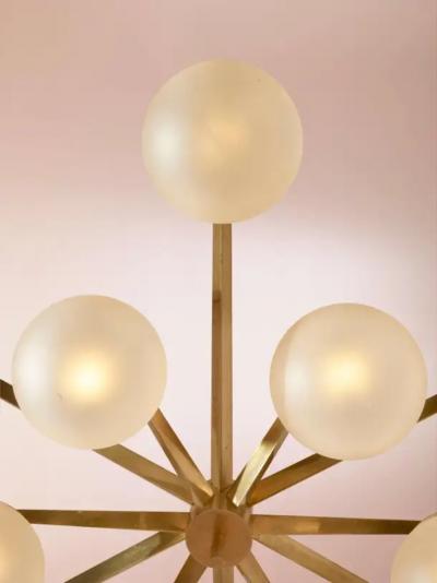 Angelo Lelli Lelii Angelo Lelii certified Stella a 12 brass glass chandelier by Arredoluce 1958