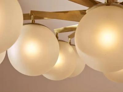Angelo Lelli Lelii Angelo Lelii certified Stella a 12 brass glass chandelier by Arredoluce 1958