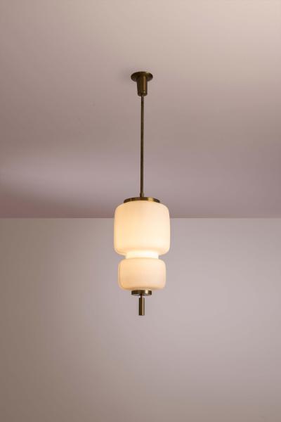 Angelo Lelli Lelii Angelo Lelii certified brass and glass pendant light by Arredoluce Italy 1950s
