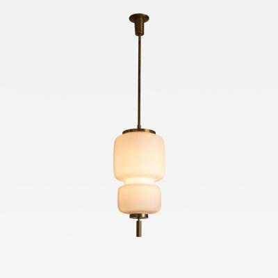 Angelo Lelli Lelii Angelo Lelii certified brass and glass pendant light by Arredoluce Italy 1950s